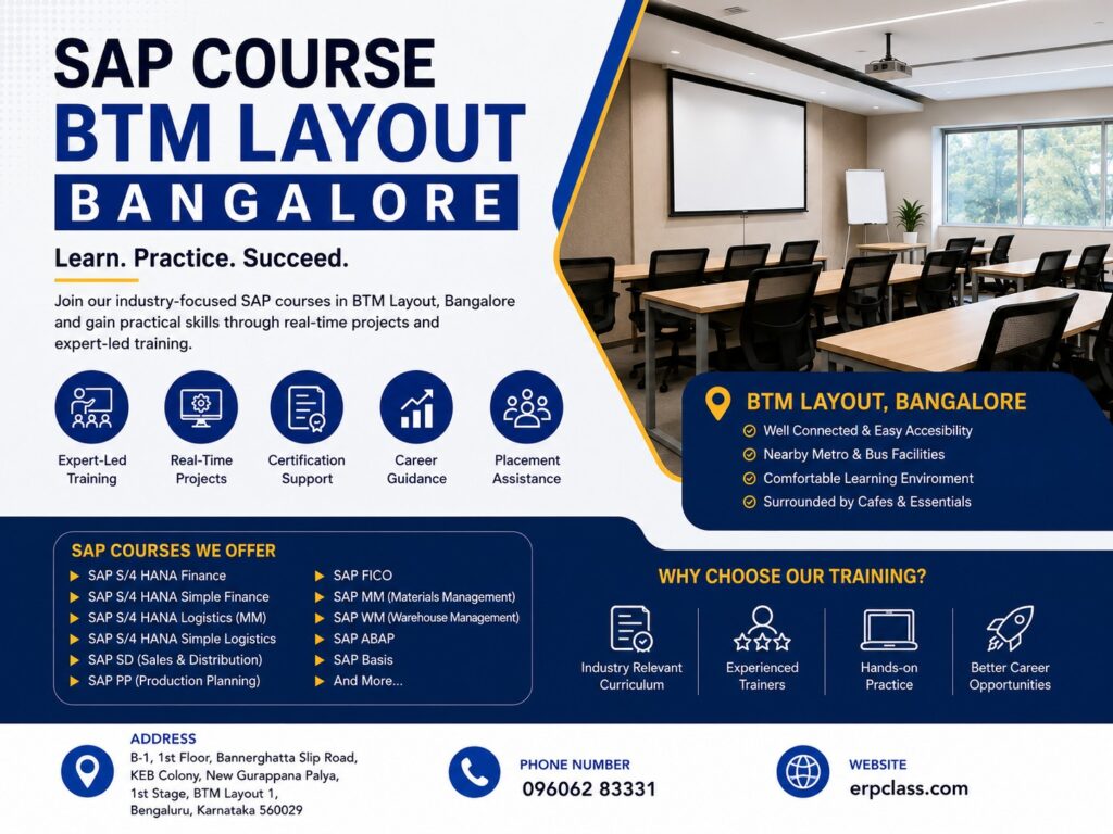 SAP Course in BTM Layout Bangalore | Best SAP Training Institute 2026 ...